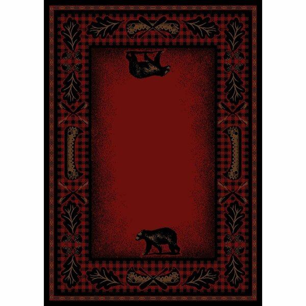 Sleep Ez 5 ft. 3 in. x 7 ft. 3 in. American Destination Woodlands Plaid Area Rug, Red SL2109890